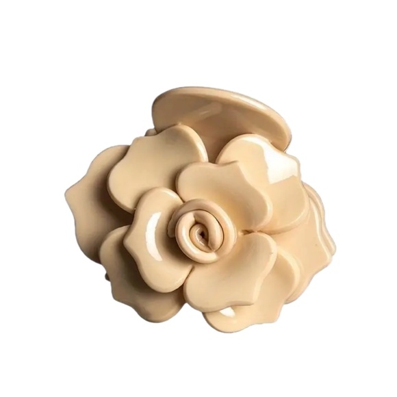 Light Yellow 3D Camellia Floral Hair Claw - Picture 1 of 4